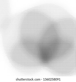 Abstract monochrome halftone geometric pattern. Soft curves. Stains and splashes. Vector illustration with dots. Modern polka dotten background