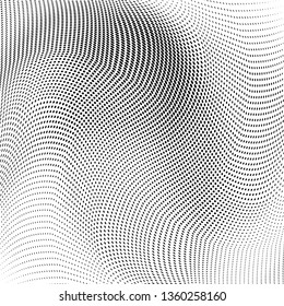 Abstract monochrome halftone geometric pattern. Soft curves. Stains and splashes. Vector illustration with dots. Modern polka dotten background