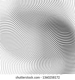 Abstract monochrome halftone geometric pattern. Soft curves. Stains and splashes. Vector illustration with dots. Modern polka dotten background