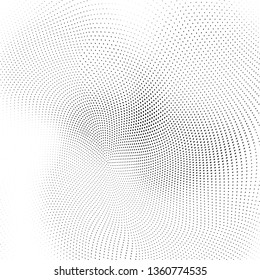 Abstract monochrome halftone geometric pattern. Soft curves. Stains and splashes. Vector illustration with dots. Modern polka dotten background for web banners, covers, greeting cards