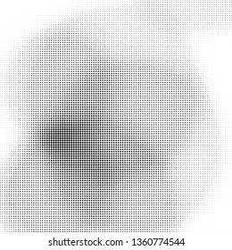 Abstract monochrome halftone geometric pattern. Soft curves. Stains and splashes. Vector illustration with dots. Modern polka dotten background for web banners, covers, greeting cards