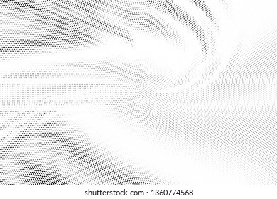 Abstract monochrome halftone geometric pattern. Soft curves. Stains and splashes. Vector illustration with dots. Modern polka dotten background for web banners, covers, greeting cards