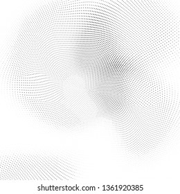Abstract monochrome halftone geometric pattern. Soft curves. Stains and splashes. Vector illustration with dots. Modern polka dotten background for web banners, covers, greeting cards