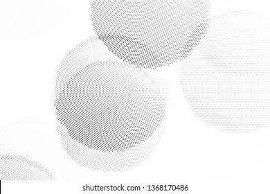 Abstract monochrome halftone geometric pattern. Soft curves. Stains and splashes. Vector illustration with dots. Modern polka dotten background for web banners, covers, greeting cards
