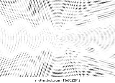 Abstract monochrome halftone geometric pattern. Soft curves. Stains and splashes. Vector illustration with dots. Modern polka dotten background for web banners, covers, greeting cards