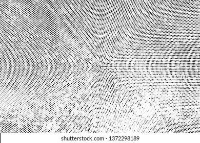 Abstract monochrome halftone geometric pattern. Soft curves. Stains and splashes. Vector illustration with dots. Modern polka dotten background for web banners, covers, greeting cards