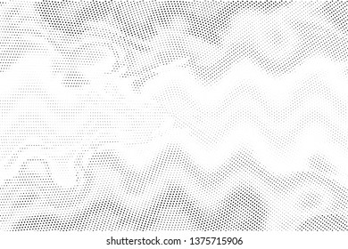 Abstract monochrome halftone geometric pattern. Soft curves. Stains and splashes. Vector illustration with dots. Modern polka dotten background for web banners, covers, greeting cards