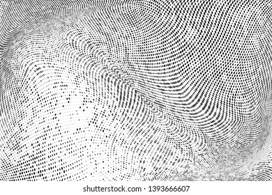 Abstract monochrome halftone geometric pattern. Soft curves. Stains and splashes. Vector illustration with dots. Modern polka dotten background. Template for design