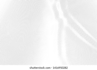 Abstract monochrome halftone geometric pattern. Soft curves. Stains and splashes. Vector illustration with dots. Modern polka dotten background. Template for design