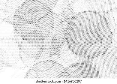 Abstract monochrome halftone geometric pattern. Soft curves. Stains and splashes. Vector illustration with dots. Modern polka dotten background. Template for design