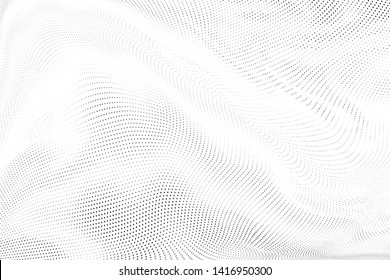 Abstract monochrome halftone geometric pattern. Soft curves. Stains and splashes. Vector illustration with dots. Modern polka dotten background. Template for design