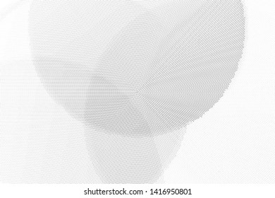 Abstract monochrome halftone geometric pattern. Soft curves. Stains and splashes. Vector illustration with dots. Modern polka dotten background. Template for design
