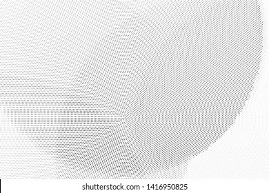 Abstract monochrome halftone geometric pattern. Soft curves. Stains and splashes. Vector illustration with dots. Modern polka dotten background. Template for design