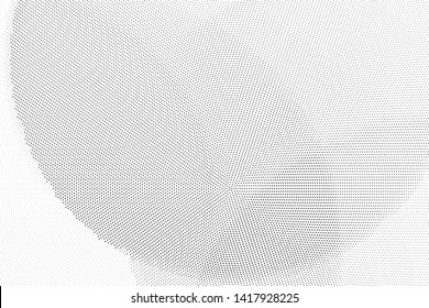 Abstract monochrome halftone geometric pattern. Soft curves. Stains and splashes. Vector illustration with dots. Modern polka dotten background. Template for design