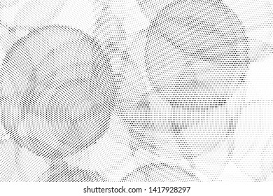 Abstract monochrome halftone geometric pattern. Soft curves. Stains and splashes. Vector illustration with dots. Modern polka dotten background. Template for design