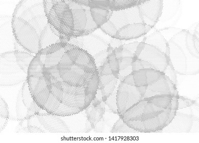 Abstract monochrome halftone geometric pattern. Soft curves. Stains and splashes. Vector illustration with dots. Modern polka dotten background. Template for design