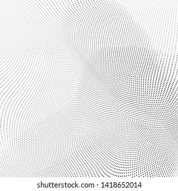 Abstract monochrome halftone geometric pattern. Soft curves. Stains and splashes. Vector illustration with dots. Modern polka dotten background. Template for design