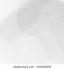 Abstract monochrome halftone geometric pattern. Soft curves. Circles, stains and splashes. Square vector illustration with dots. Modern polka dotten background. Template for design
