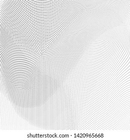 Abstract monochrome halftone geometric pattern. Soft curves. Stains and splashes. Vector illustration with dots. Modern polka dotten background. Template for design