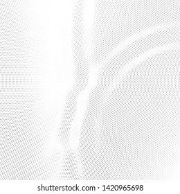 Abstract monochrome halftone geometric pattern. Soft curves. Stains and splashes. Vector illustration with dots. Modern polka dotten background. Template for design
