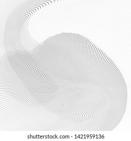 Abstract monochrome halftone geometric pattern. Soft curves. Stains and splashes. Vector illustration with dots. Modern polka dotten background. Template for design