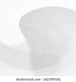 Abstract monochrome halftone geometric pattern. Soft curves. Stains and splashes. Vector illustration with dots. Modern polka dotten background. Template for design