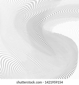 Abstract monochrome halftone geometric pattern. Soft curves. Stains and splashes. Vector illustration with dots. Modern polka dotten background. Template for design