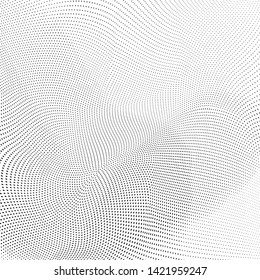 Abstract monochrome halftone geometric pattern. Soft curves. Stains and splashes. Vector illustration with dots. Modern polka dotten background. Template for design