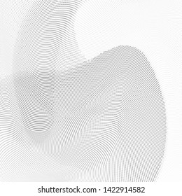 Abstract monochrome halftone geometric pattern. Soft curves. Stains and splashes. Vector illustration with dots. Modern polka dotten background. Template for design