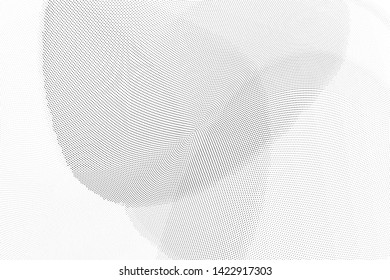 Abstract monochrome halftone geometric pattern. Soft curves. Stains and splashes. Vector illustration with dots. Modern polka dotten background. Template for design, web banners, prints