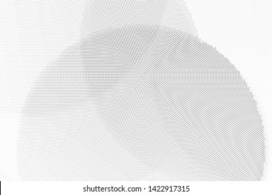 Abstract monochrome halftone geometric pattern. Soft curves. Stains and splashes. Vector illustration with dots. Modern polka dotten background. Template for design, web banners, prints