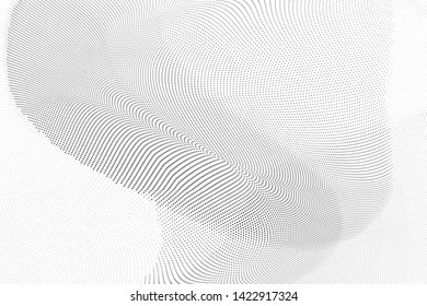 Abstract monochrome halftone geometric pattern. Soft curves. Stains and splashes. Vector illustration with dots. Modern polka dotten background. Template for design, web banners, prints