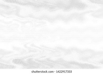 Abstract monochrome halftone geometric pattern. Soft curves. Stains and splashes. Vector illustration with dots. Modern polka dotten background. Template for design, web banners, prints