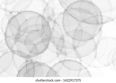 Abstract monochrome halftone geometric pattern. Soft curves. Stains and splashes. Vector illustration with dots. Modern polka dotten background. Template for design, web banners, prints
