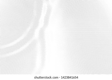 Abstract monochrome halftone geometric pattern. Soft curves. Stains and splashes. Vector illustration with dots. Modern polka dotten background. Template for design, web banners, prints