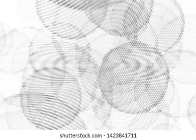 Abstract monochrome halftone geometric pattern. Soft curves. Stains and splashes. Vector illustration with dots. Modern polka dotten background. Template for design, web banners, prints