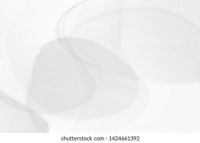 Abstract monochrome halftone geometric pattern. Soft curves. Stains and splashes. Vector illustration with dots. Modern polka dotten background. Template for design, web banners, prints