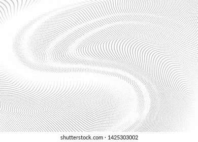 Abstract monochrome halftone geometric pattern. Soft curves. Stains and splashes. Vector illustration with dots. Modern polka dotted background. Template for design, web banners, prints