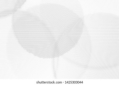Abstract monochrome halftone geometric pattern. Soft curves. Stains and splashes. Vector illustration with dots. Modern polka dotted background. Template for design, web banners, prints