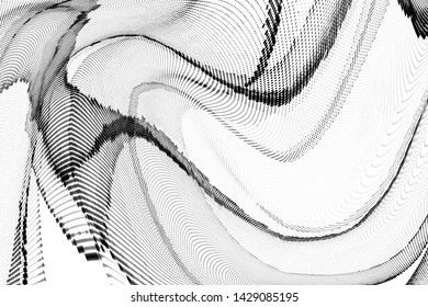 Abstract monochrome halftone geometric pattern. Soft curves. Stains and splashes. Vector illustration with dots. Modern polka dotted background. Template for design, web banners, prints