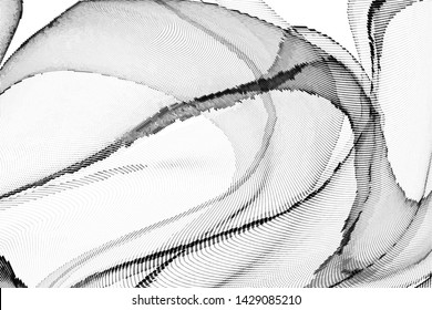 Abstract monochrome halftone geometric pattern. Soft curves. Stains and splashes. Vector illustration with dots. Modern polka dotted background. Template for design, web banners, prints