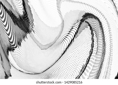 Abstract monochrome halftone geometric pattern. Soft curves. Stains and splashes. Vector illustration with dots. Modern polka dotten background. Template for design, web banners, prints
