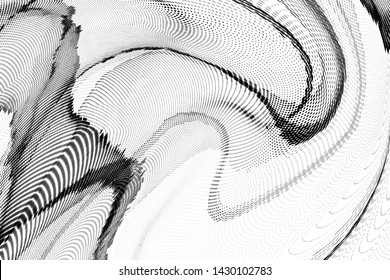 Abstract monochrome halftone geometric pattern. Soft curves. Stains and splashes. Vector illustration with dots. Modern polka dotted background. Template for design, web banners, prints