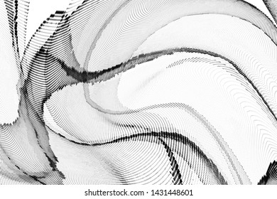 Abstract monochrome halftone geometric pattern. Soft curves. Stains and splashes. Half tone vector illustration with dots. Modern polka dotted background. Template for design, web banners, prints