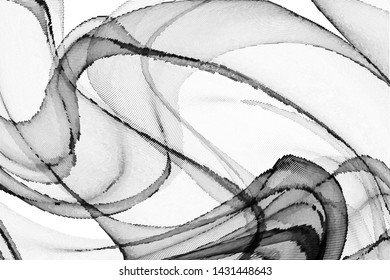 Abstract monochrome halftone geometric pattern. Soft curves. Stains and splashes. Half tone vector illustration with dots. Modern polka dotted background. Template for design, web banners, prints