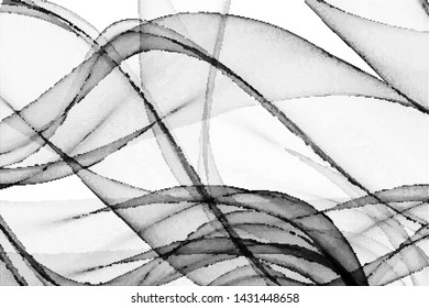 Abstract monochrome halftone geometric pattern. Soft curves. Stains and splashes. Half tone vector illustration with dots. Modern polka dotted background. Template for design, web banners, prints