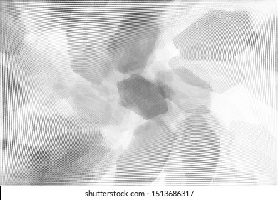 Abstract monochrome halftone geometric pattern. Soft curves. Stains and splashes. Vector illustration with dots. Modern polka dotten background