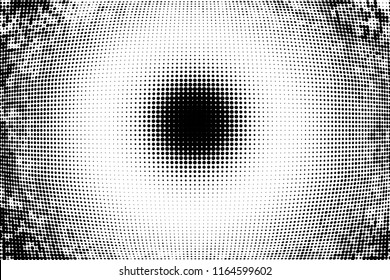 Abstract monochrome halftone pattern with cirle. Soft curves. Vector illustration with dots. Modern polka dots background. Template for design
