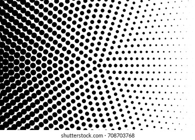  Abstract monochrome halftone pattern. Comic background. Dotted backdrop with circles, dots, point. Design element for web banners, posters, cards, wallpapers, sites. Black and white color