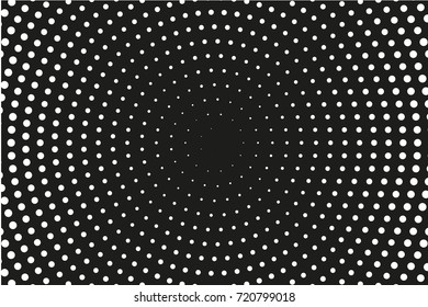  Abstract monochrome halftone pattern. Comic background. Dotted backdrop with circles, dots, point. Design element for web banners, posters, cards, wallpapers, sites. Black and white color